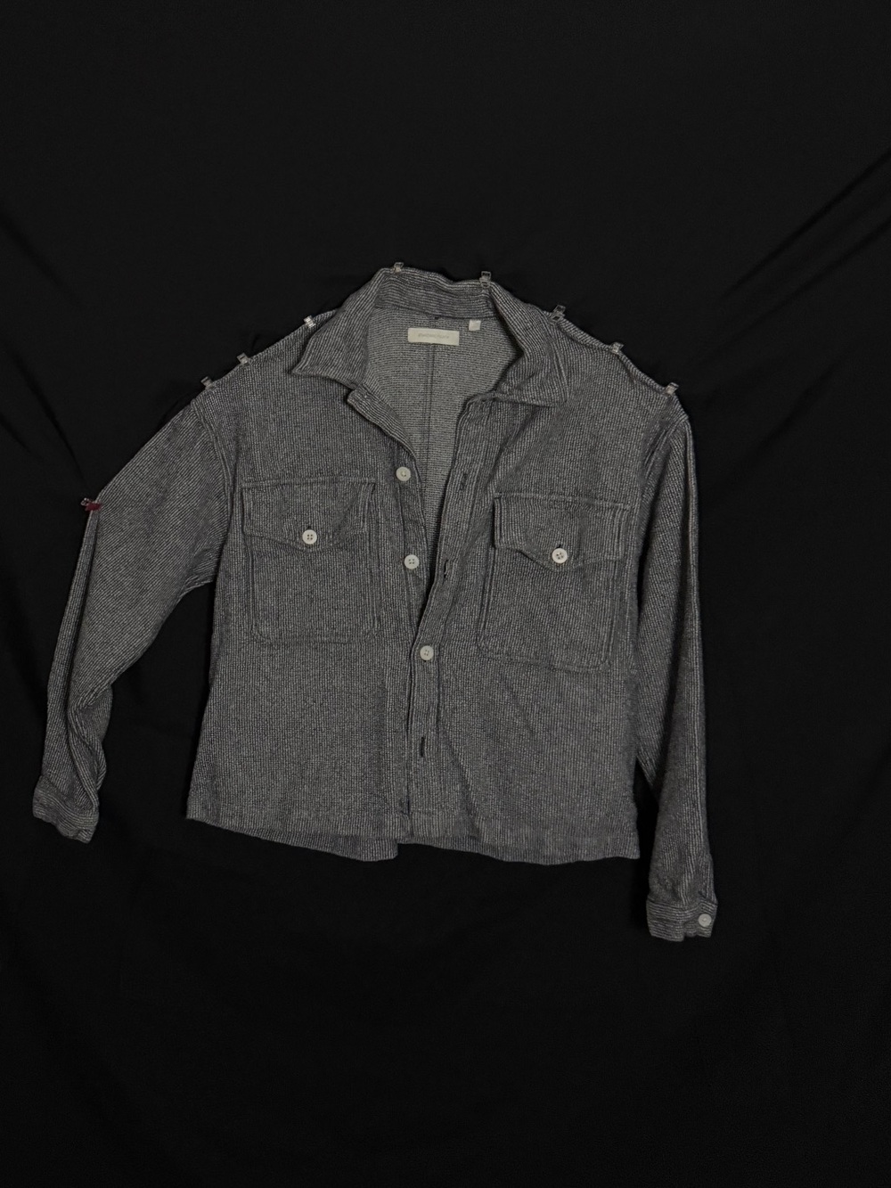 Gray Button-Front Cotton Jacket - Picture 2 of 5